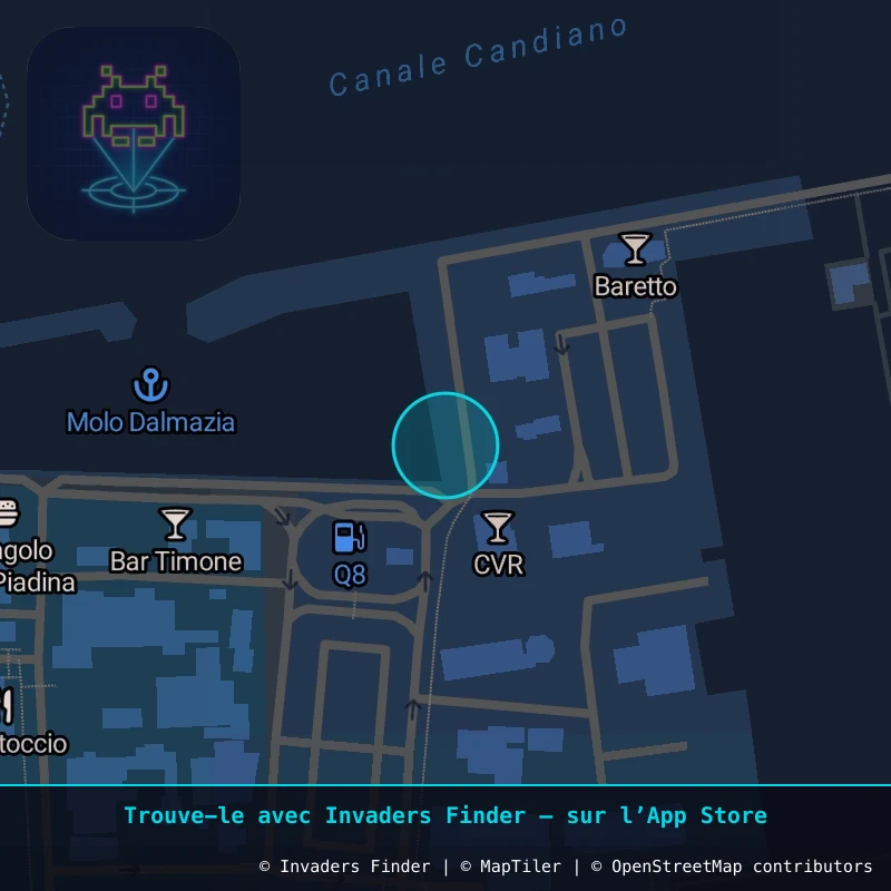 Zone approximative de l'invader RA_23, dans le quartier Quartier inconnu, Ravenne à Ravenne. Emplacement exact disponible dans l'app Invaders Finder.
