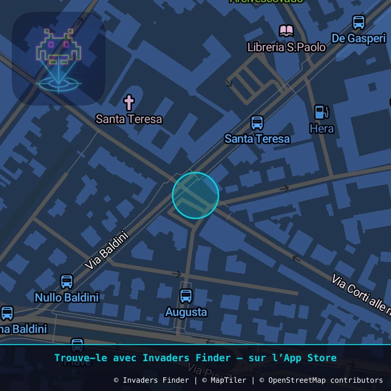 Zone approximative de l'invader RA_27, dans le quartier San Rocco, Ravenne à Ravenne. Emplacement exact disponible dans l'app Invaders Finder.