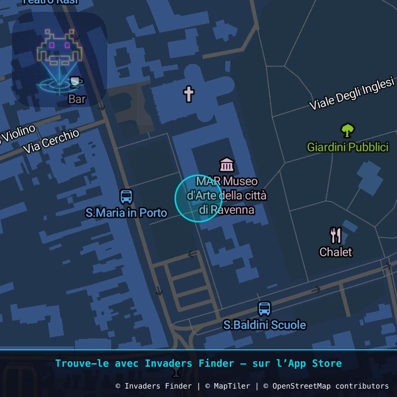 Zone approximative de l'invader RA_40, dans le quartier San Rocco, Ravenne à Ravenne. Emplacement exact disponible dans l'app Invaders Finder.