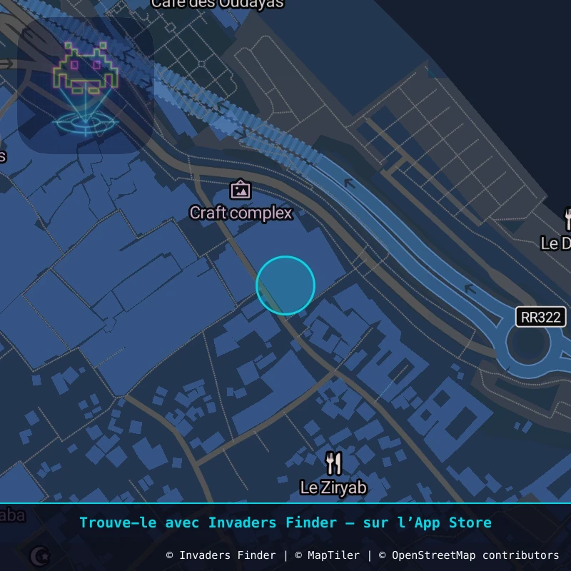 Zone approximative de l'invader RBA_04, dans le quartier Quartier Océan, Rabat à Rabat. Emplacement exact disponible dans l'app Invaders Finder.
