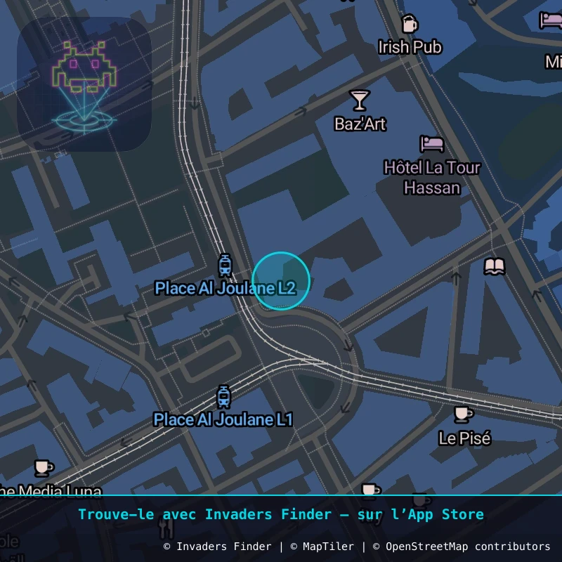Zone approximative de l'invader RBA_09, dans le quartier Quartier Océan, Rabat à Rabat. Emplacement exact disponible dans l'app Invaders Finder.