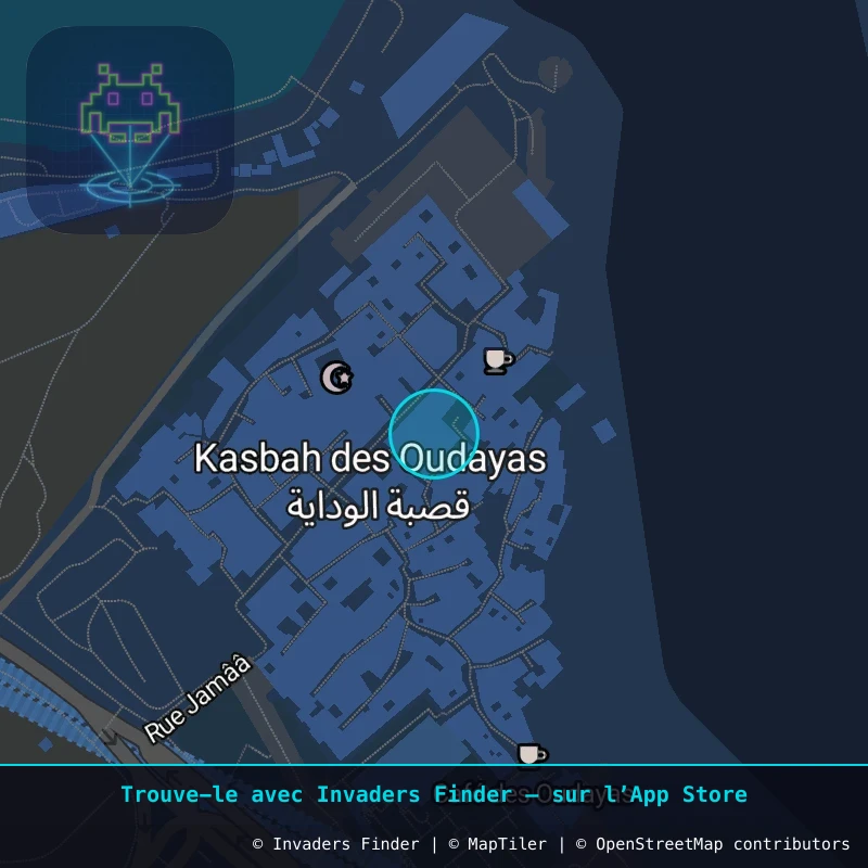 Zone approximative de l'invader RBA_16, dans le quartier Quartier Océan, Rabat à Rabat. Emplacement exact disponible dans l'app Invaders Finder.