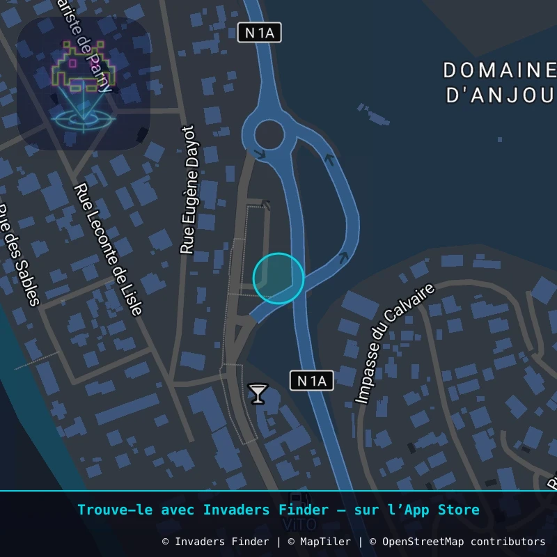 Zone approximative de l'invader REUN_02, dans le quartier Quartier Carosse, Saint-Gilles-les-Bains à La Réunion. Emplacement exact disponible dans l'app Invaders Finder.