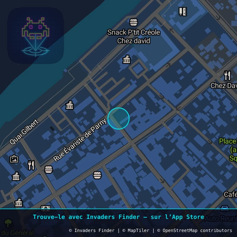 Zone approximative de l'invader REUN_03, dans le quartier Centre-ville, Saint-Paul à La Réunion. Emplacement exact disponible dans l'app Invaders Finder.