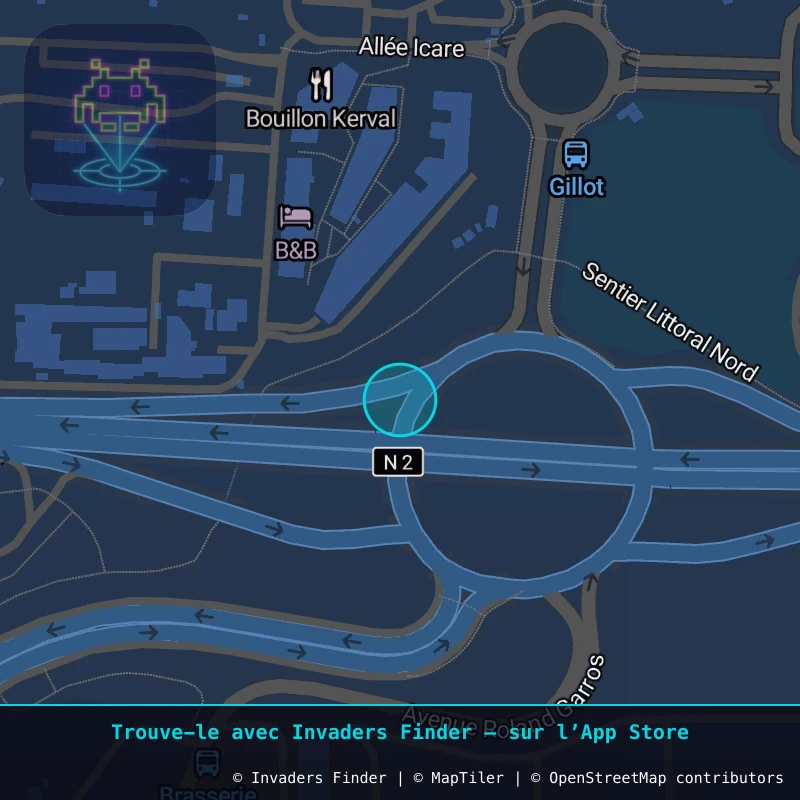 Zone approximative de l'invader REUN_05, dans le quartier Centre-ville, Sainte-Marie à La Réunion. Emplacement exact disponible dans l'app Invaders Finder.