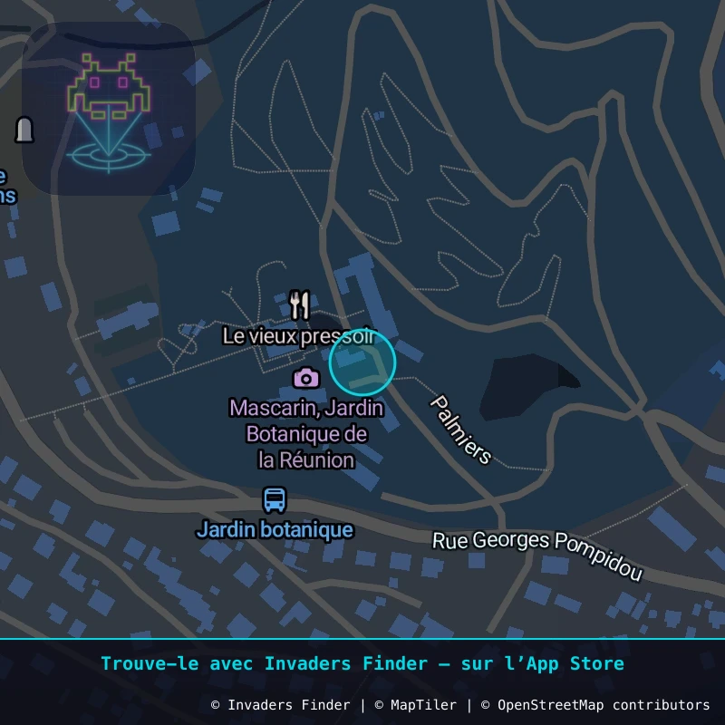 Zone approximative de l'invader REUN_10, dans le quartier Les Colimaçons, Saint-Leu à La Réunion. Emplacement exact disponible dans l'app Invaders Finder.