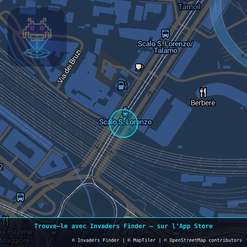 Zone approximative de l'invader ROM_03, dans le quartier Municipio Roma V à Rome. Emplacement exact disponible dans l'app Invaders Finder.