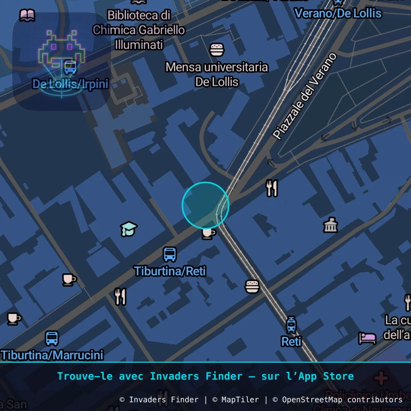Zone approximative de l'invader ROM_05, dans le quartier Municipio Roma V à Rome. Emplacement exact disponible dans l'app Invaders Finder.