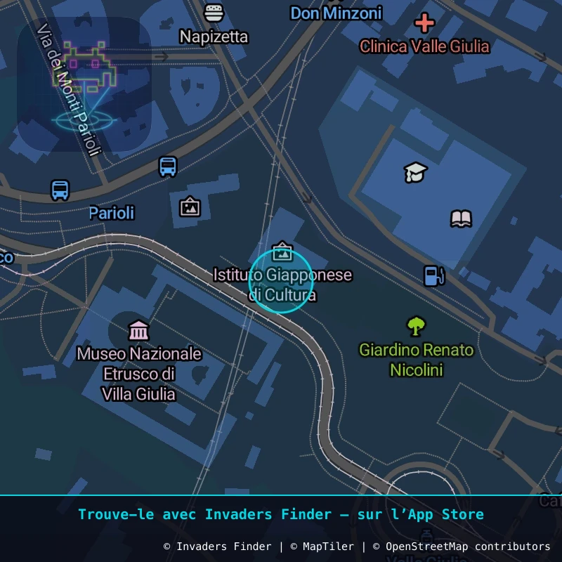 Zone approximative de l'invader ROM_06, dans le quartier Pinciano, Rome à Rome. Emplacement exact disponible dans l'app Invaders Finder.