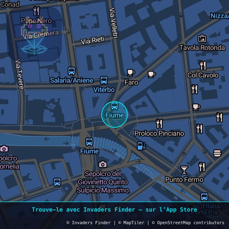 Zone approximative de l'invader ROM_16, dans le quartier Pinciano, Rome à Rome. Emplacement exact disponible dans l'app Invaders Finder.
