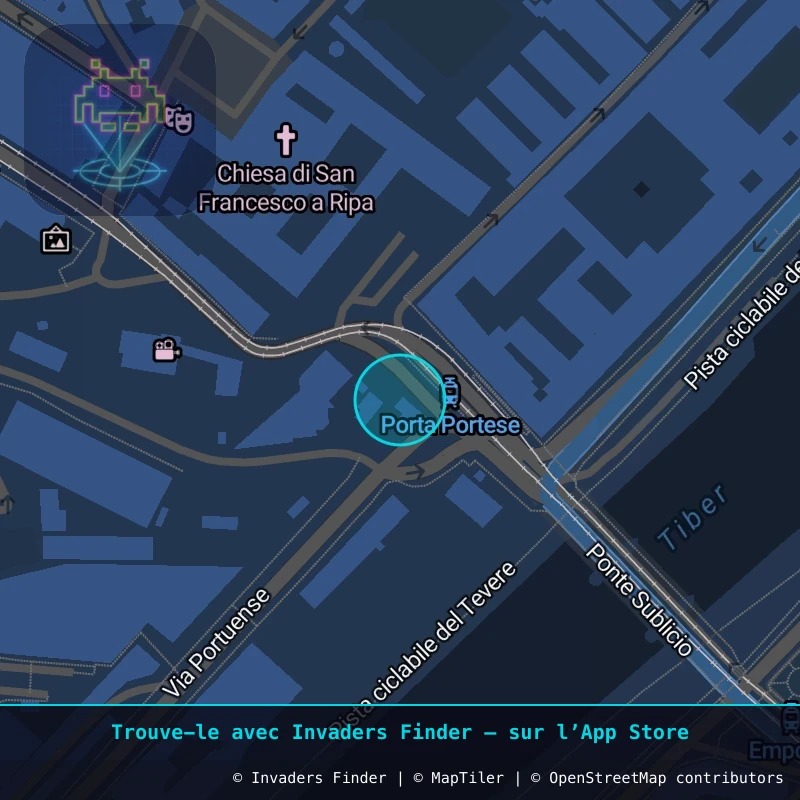Zone approximative de l'invader ROM_22, dans le quartier Trastevere, Rome à Rome. Emplacement exact disponible dans l'app Invaders Finder.