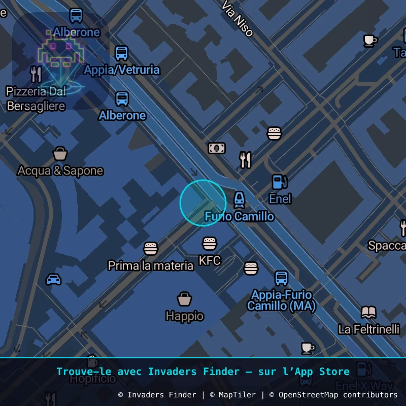 Zone approximative de l'invader ROM_23, dans le quartier Vigne Alessandrine, Rome à Rome. Emplacement exact disponible dans l'app Invaders Finder.