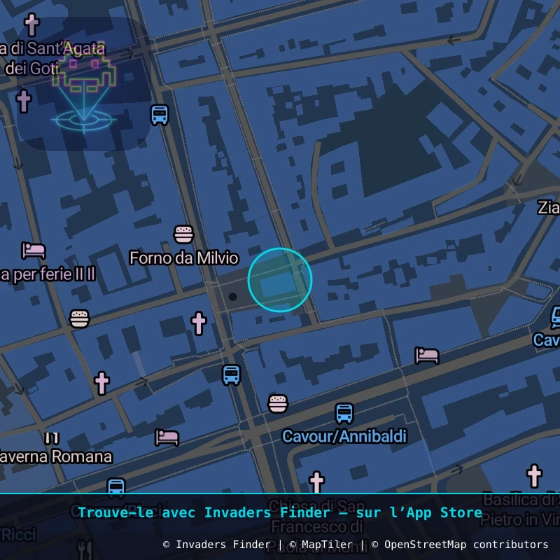 Zone approximative de l'invader ROM_31, dans le quartier Trastevere, Rome à Rome. Emplacement exact disponible dans l'app Invaders Finder.
