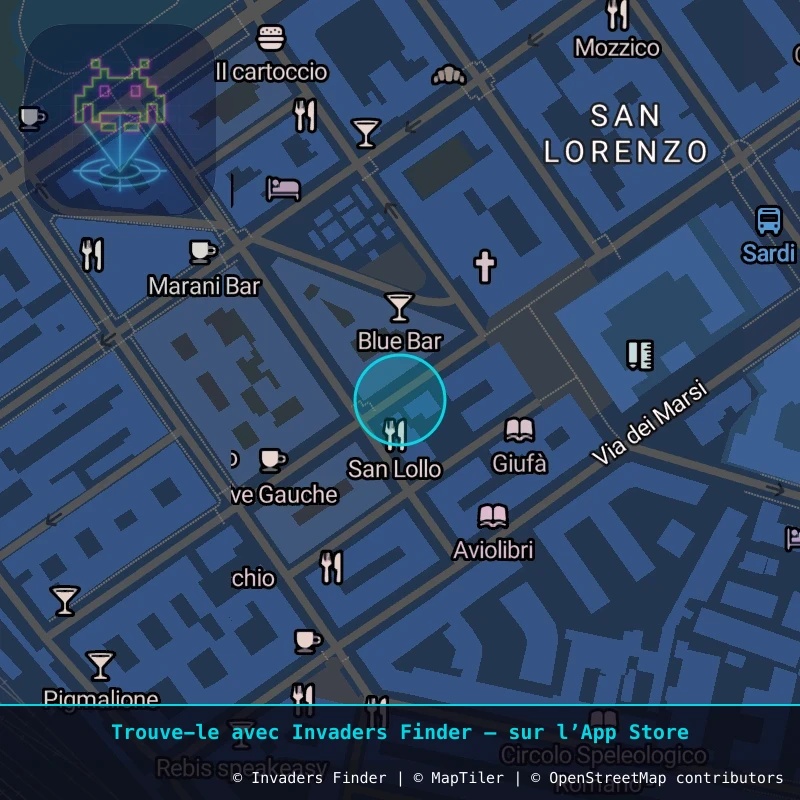 Zone approximative de l'invader ROM_33, dans le quartier Municipio Roma V à Rome. Emplacement exact disponible dans l'app Invaders Finder.