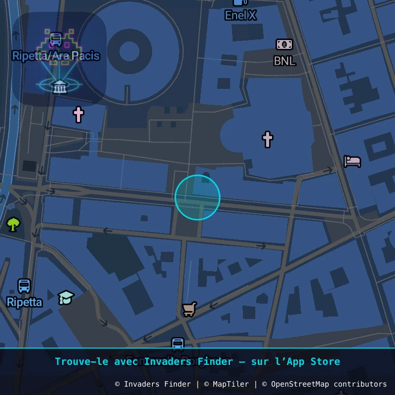 Zone approximative de l'invader ROM_38, dans le quartier Pinciano, Rome à Rome. Emplacement exact disponible dans l'app Invaders Finder.