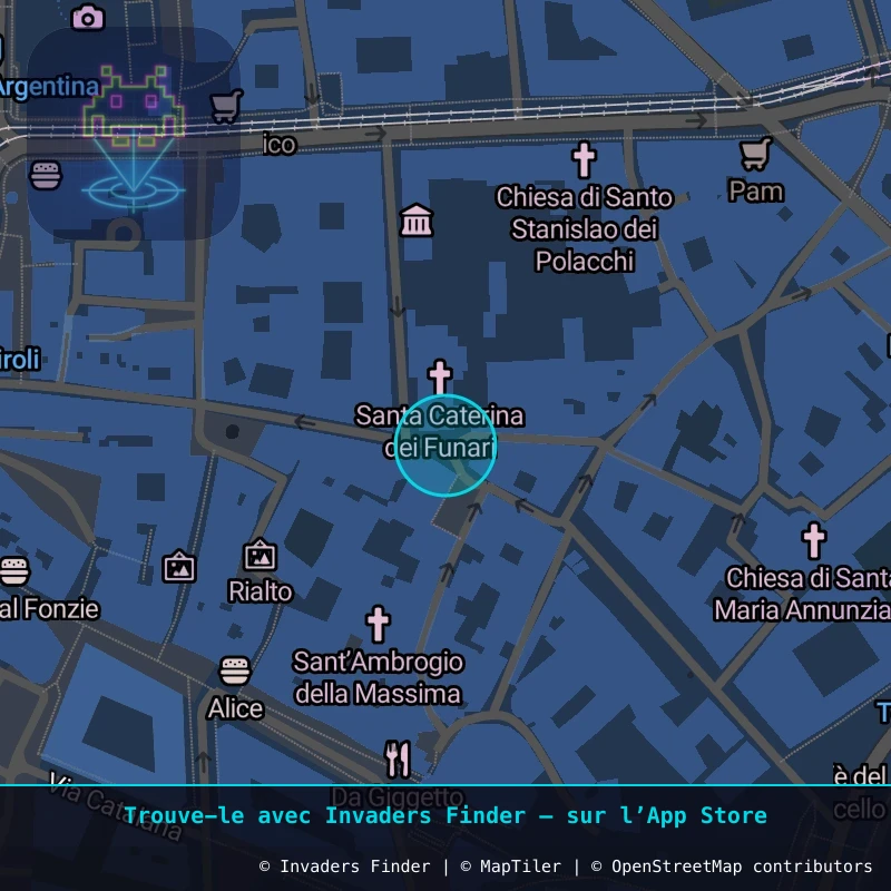 Zone approximative de l'invader ROM_40, dans le quartier Trastevere, Rome à Rome. Emplacement exact disponible dans l'app Invaders Finder.