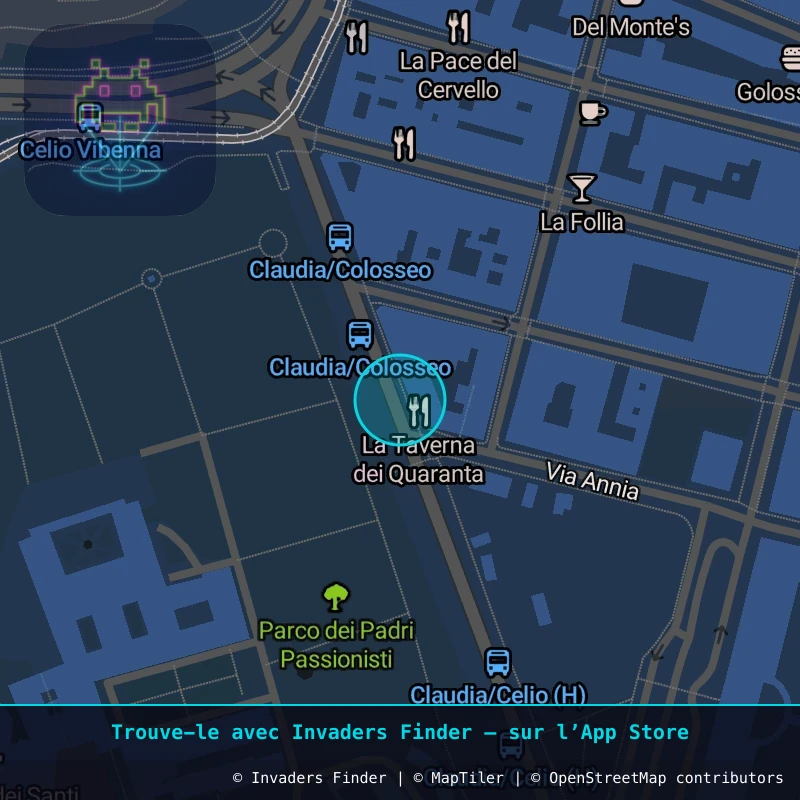 Zone approximative de l'invader ROM_42, dans le quartier Municipio Roma V à Rome. Emplacement exact disponible dans l'app Invaders Finder.