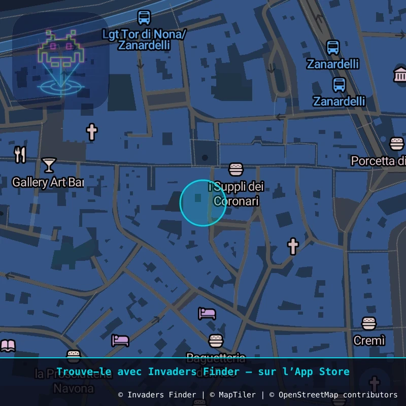 Zone approximative de l'invader ROM_46, dans le quartier Trastevere, Rome à Rome. Emplacement exact disponible dans l'app Invaders Finder.