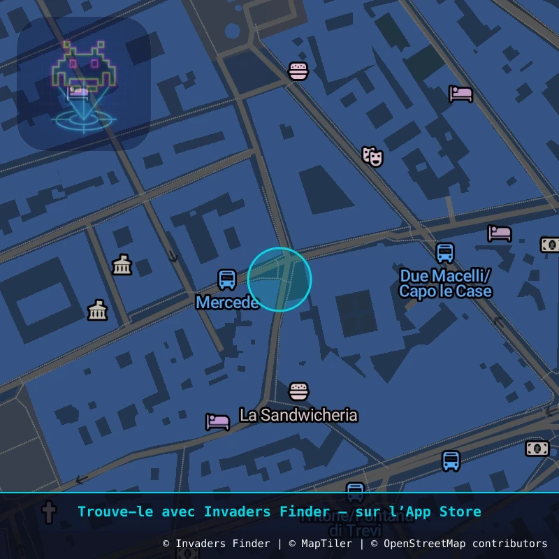 Zone approximative de l'invader ROM_49, dans le quartier Pinciano, Rome à Rome. Emplacement exact disponible dans l'app Invaders Finder.