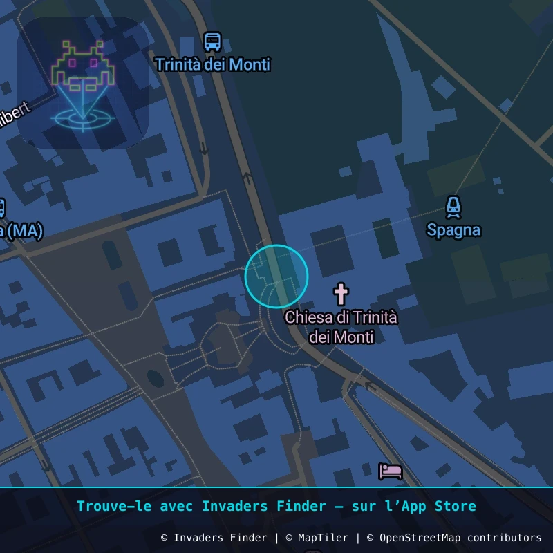 Zone approximative de l'invader ROM_50, dans le quartier Pinciano, Rome à Rome. Emplacement exact disponible dans l'app Invaders Finder.