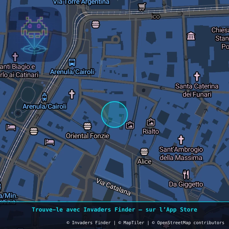 Zone approximative de l'invader ROM_55, dans le quartier Trastevere, Rome à Rome. Emplacement exact disponible dans l'app Invaders Finder.