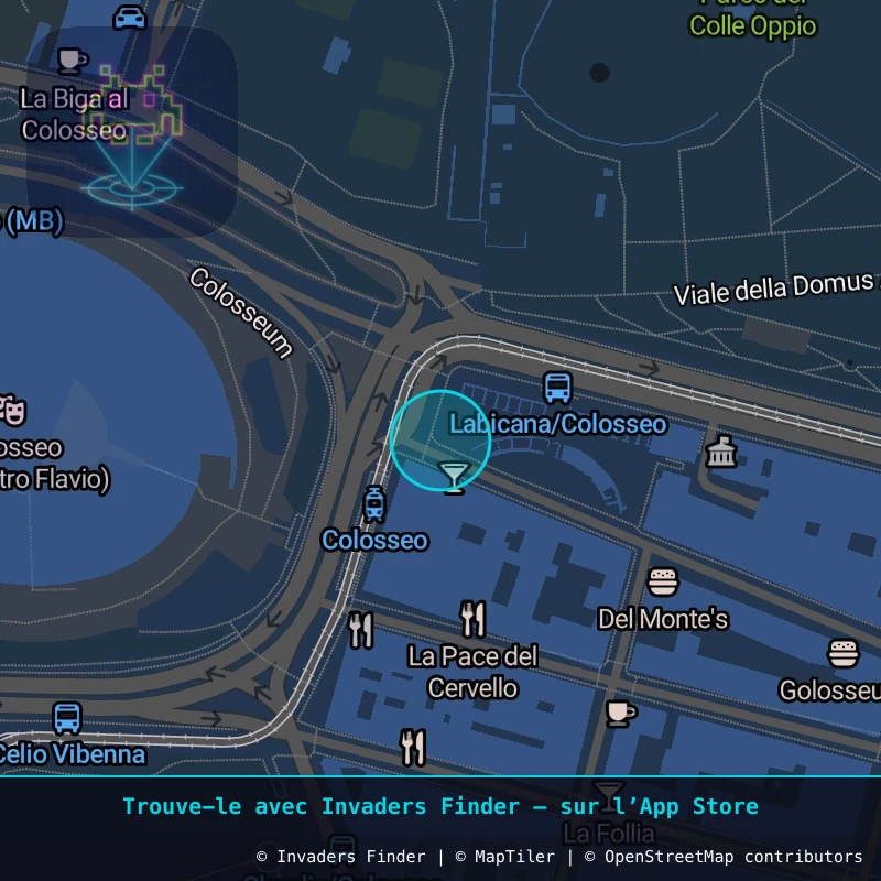 Zone approximative de l'invader ROM_57, dans le quartier Municipio Roma V à Rome. Emplacement exact disponible dans l'app Invaders Finder.