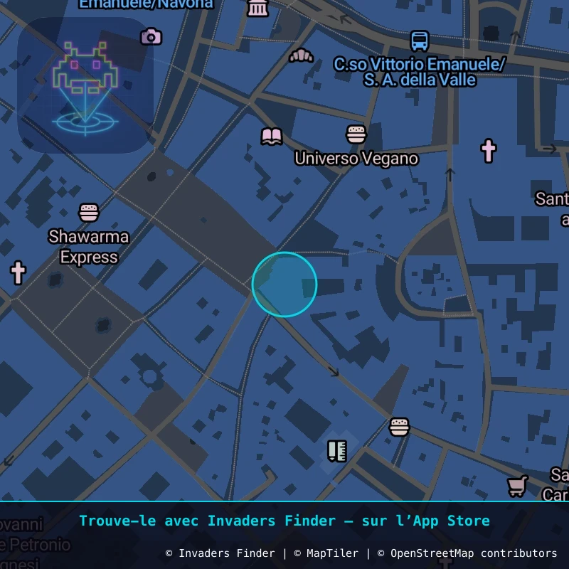 Zone approximative de l'invader ROM_58, dans le quartier Trastevere, Rome à Rome. Emplacement exact disponible dans l'app Invaders Finder.