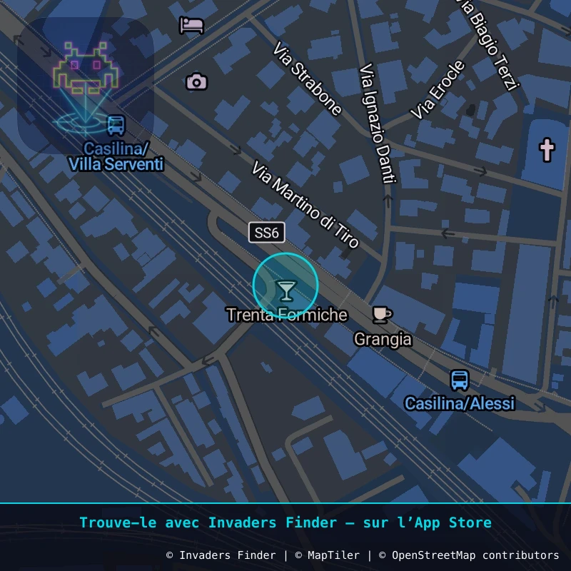 Zone approximative de l'invader ROM_66, dans le quartier Vigne Alessandrine, Rome à Rome. Emplacement exact disponible dans l'app Invaders Finder.