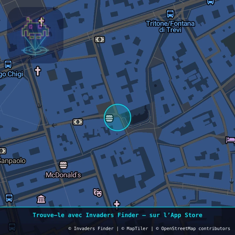 Zone approximative de l'invader ROM_67, dans le quartier Trastevere, Rome à Rome. Emplacement exact disponible dans l'app Invaders Finder.