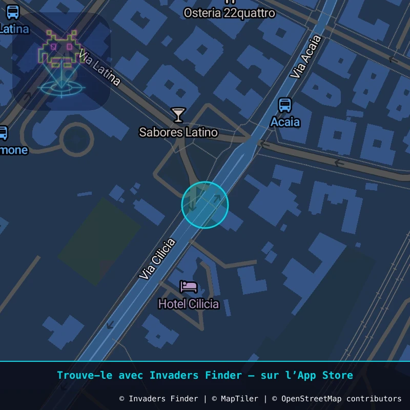 Zone approximative de l'invader ROM_69, dans le quartier Municipio Roma I à Rome. Emplacement exact disponible dans l'app Invaders Finder.