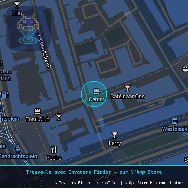Zone approximative de l'invader RTD_01, dans le quartier Cool, Rotterdam à Rotterdam. Emplacement exact disponible dans l'app Invaders Finder.