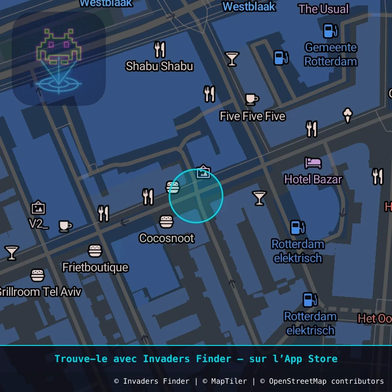 Zone approximative de l'invader RTD_23, dans le quartier Cool, Rotterdam à Rotterdam. Emplacement exact disponible dans l'app Invaders Finder.