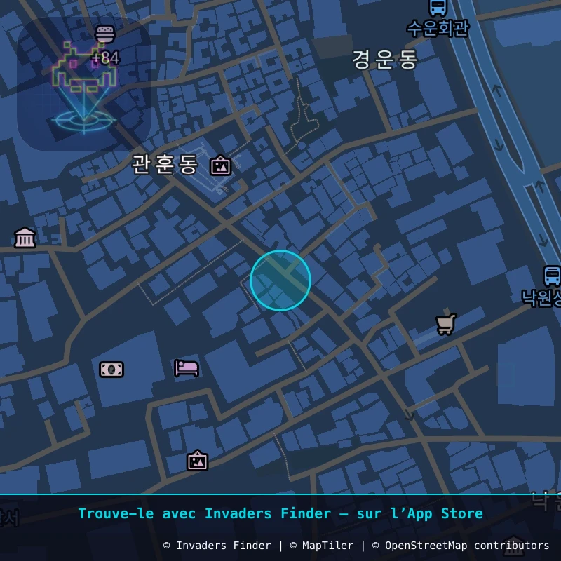 Zone approximative de l'invader SL_10, dans le quartier Namsan-dong 1-ga, Séoul à Séoul. Emplacement exact disponible dans l'app Invaders Finder.