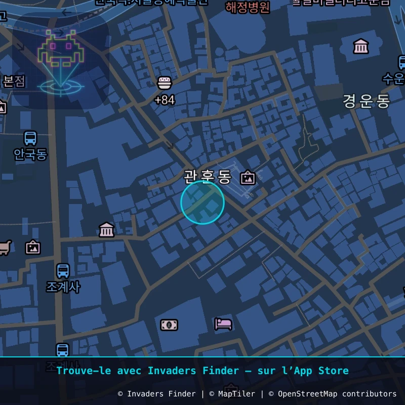 Zone approximative de l'invader SL_11, dans le quartier Namsan-dong 1-ga, Séoul à Séoul. Emplacement exact disponible dans l'app Invaders Finder.
