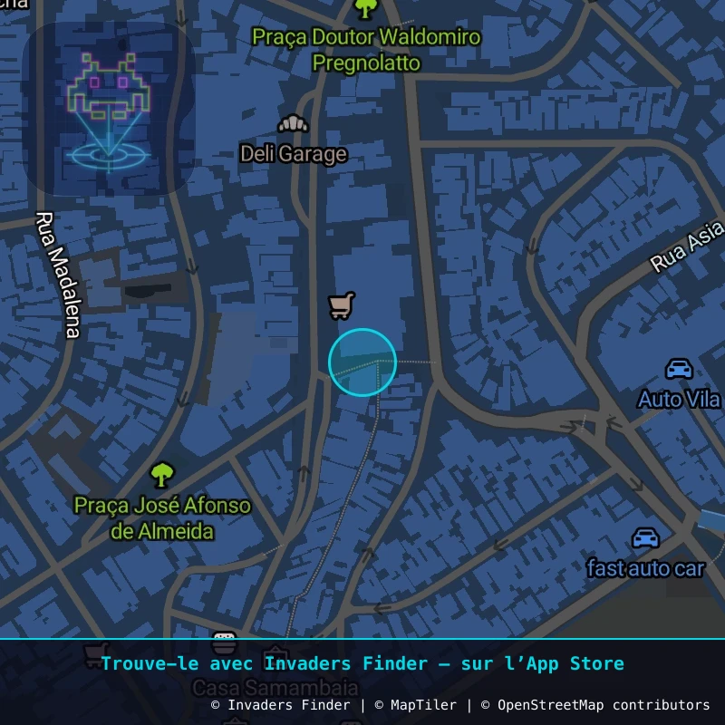 Zone approximative de l'invader SP_04, dans le quartier Vila Madalena, São Paulo à São Paulo. Emplacement exact disponible dans l'app Invaders Finder.