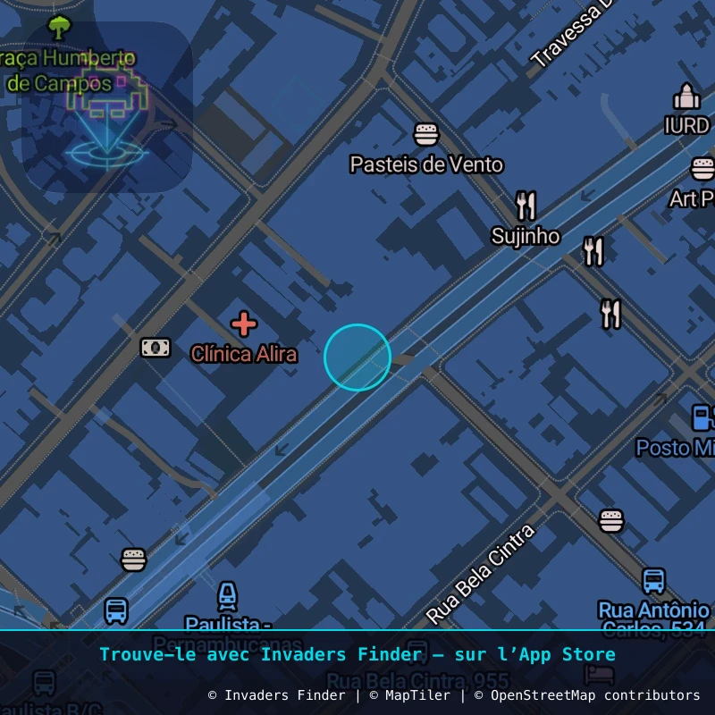 Zone approximative de l'invader SP_20, dans le quartier Consolação, São Paulo à São Paulo. Emplacement exact disponible dans l'app Invaders Finder.