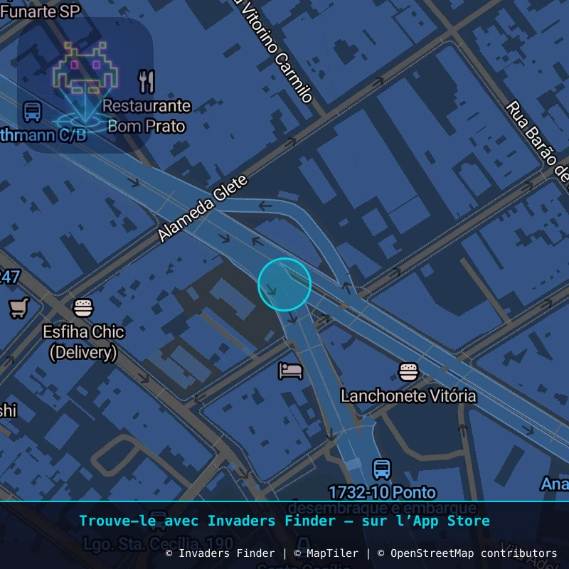 Zone approximative de l'invader SP_29, dans le quartier Consolação, São Paulo à São Paulo. Emplacement exact disponible dans l'app Invaders Finder.