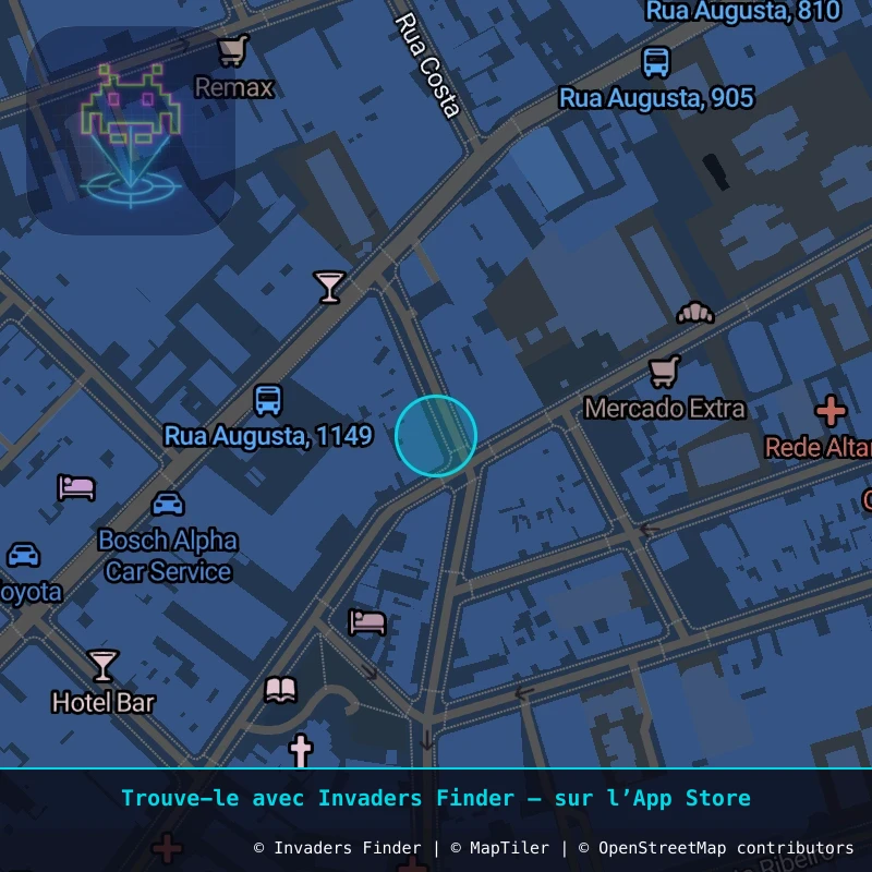 Zone approximative de l'invader SP_38, dans le quartier Consolação, São Paulo à São Paulo. Emplacement exact disponible dans l'app Invaders Finder.