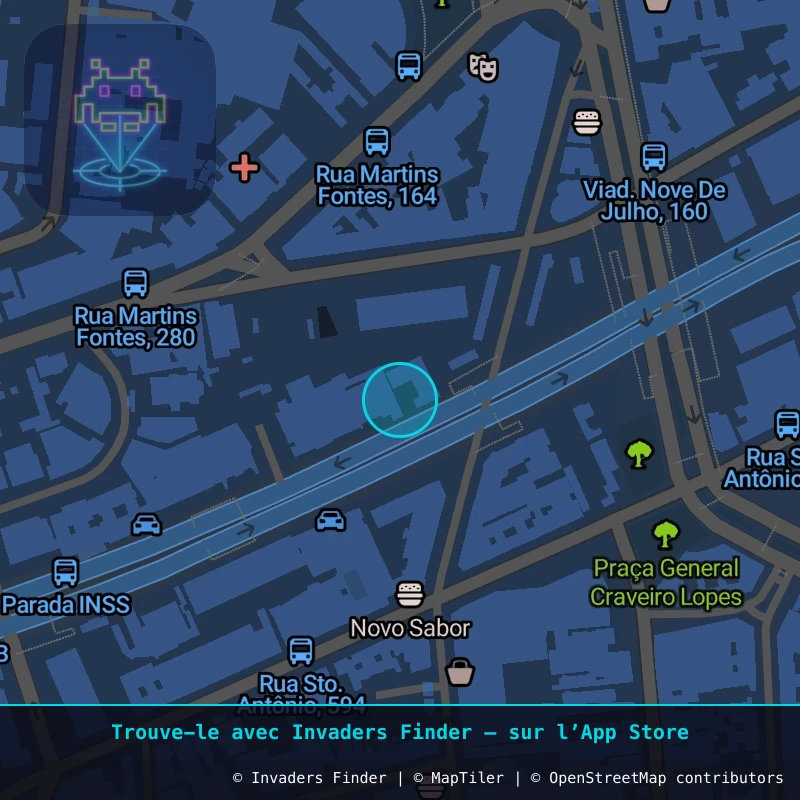 Zone approximative de l'invader SP_45, dans le quartier Consolação, São Paulo à São Paulo. Emplacement exact disponible dans l'app Invaders Finder.