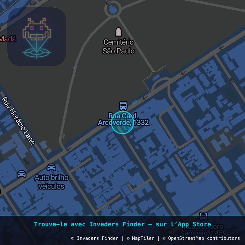 Zone approximative de l'invader SP_47, dans le quartier Vila Madalena, São Paulo à São Paulo. Emplacement exact disponible dans l'app Invaders Finder.