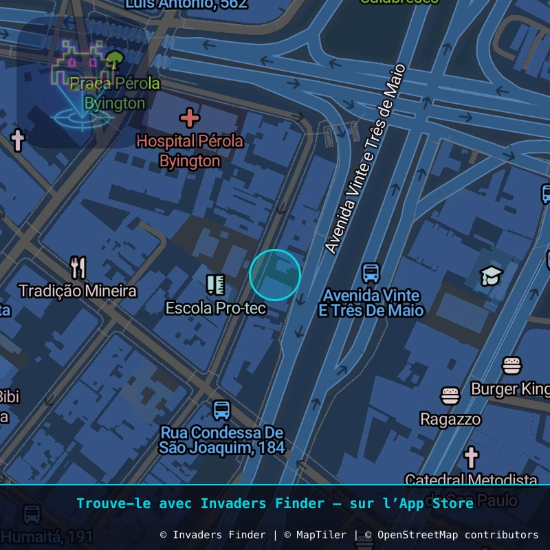 Zone approximative de l'invader SP_52, dans le quartier Sé, São Paulo à São Paulo. Emplacement exact disponible dans l'app Invaders Finder.
