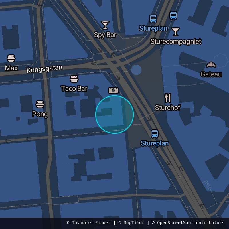 Zone approximative de l'invader STK_05, dans le quartier Östermalm, Stockholm à Stockholm. Emplacement exact disponible dans l'app Invaders Finder.