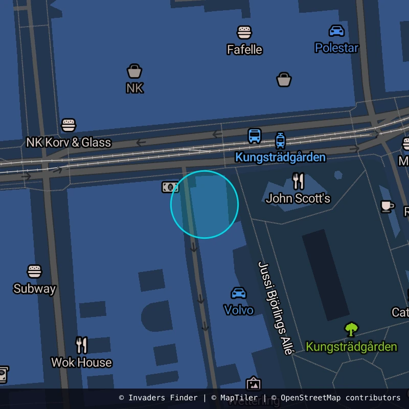 Zone approximative de l'invader STK_07, dans le quartier Östermalm, Stockholm à Stockholm. Emplacement exact disponible dans l'app Invaders Finder.