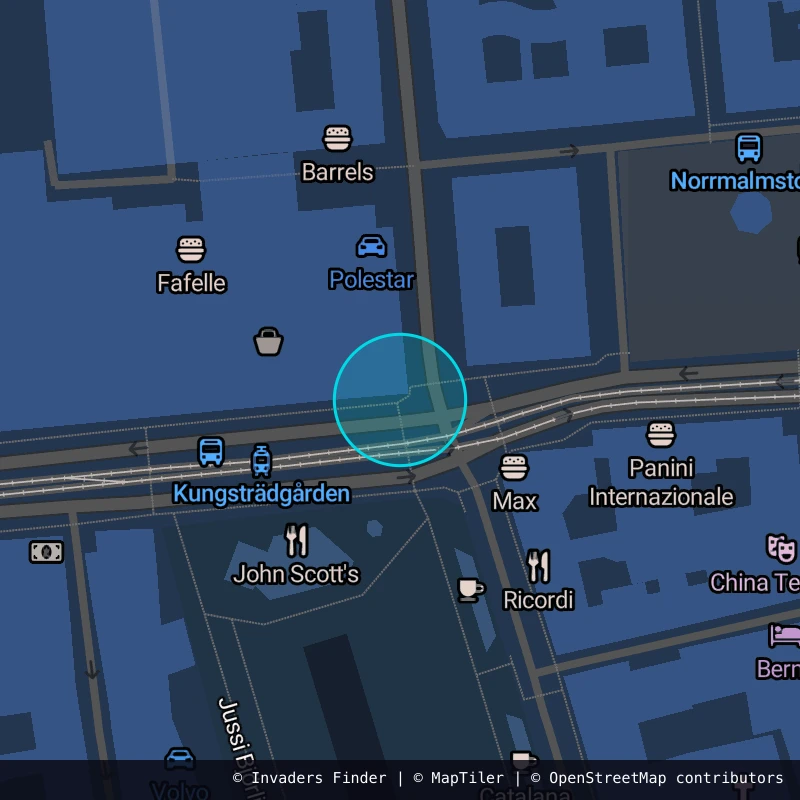 Zone approximative de l'invader STK_08, dans le quartier Östermalm, Stockholm à Stockholm. Emplacement exact disponible dans l'app Invaders Finder.