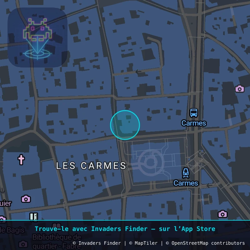 Zone approximative de l'invader TLS_05, dans le quartier Place Occitane, Toulouse à Toulouse. Emplacement exact disponible dans l'app Invaders Finder.