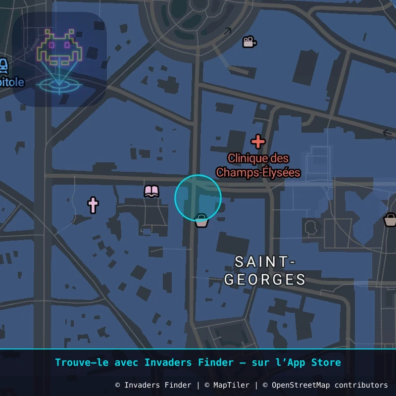 Zone approximative de l'invader TLS_07, dans le quartier Place Occitane, Toulouse à Toulouse. Emplacement exact disponible dans l'app Invaders Finder.