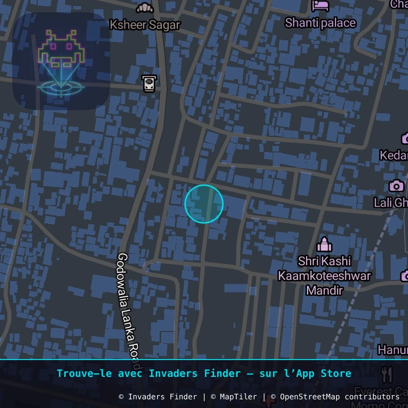 Zone approximative de l'invader VRN_01, dans le quartier Centre-ville, Varanasi à Varanasi. Emplacement exact disponible dans l'app Invaders Finder.