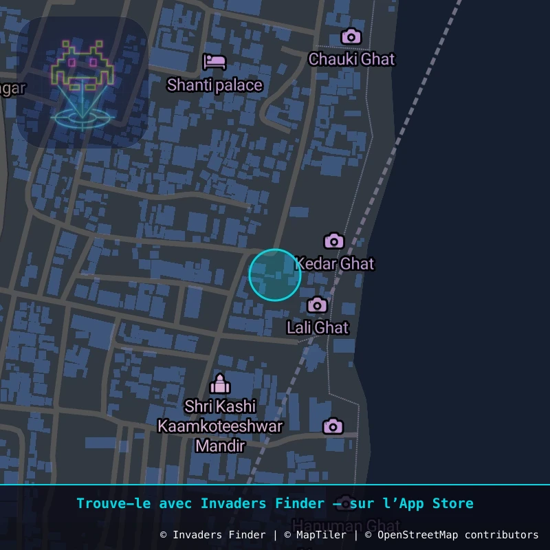 Zone approximative de l'invader VRN_02, dans le quartier Centre-ville, Varanasi à Varanasi. Emplacement exact disponible dans l'app Invaders Finder.