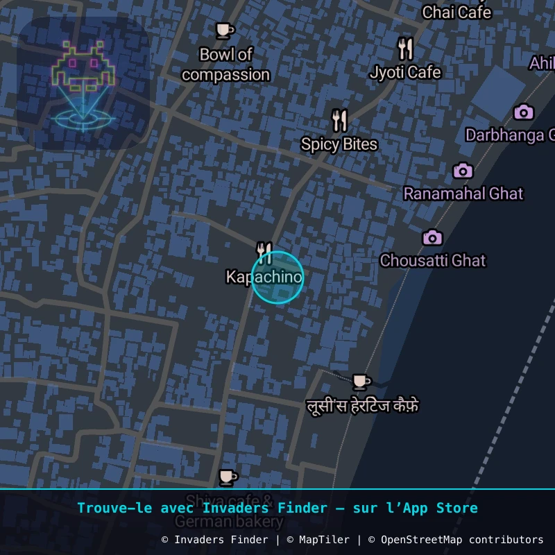 Zone approximative de l'invader VRN_03, dans le quartier Centre-ville, Varanasi à Varanasi. Emplacement exact disponible dans l'app Invaders Finder.