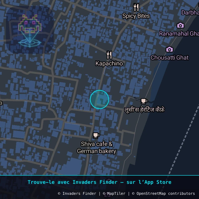 Zone approximative de l'invader VRN_04, dans le quartier Centre-ville, Varanasi à Varanasi. Emplacement exact disponible dans l'app Invaders Finder.